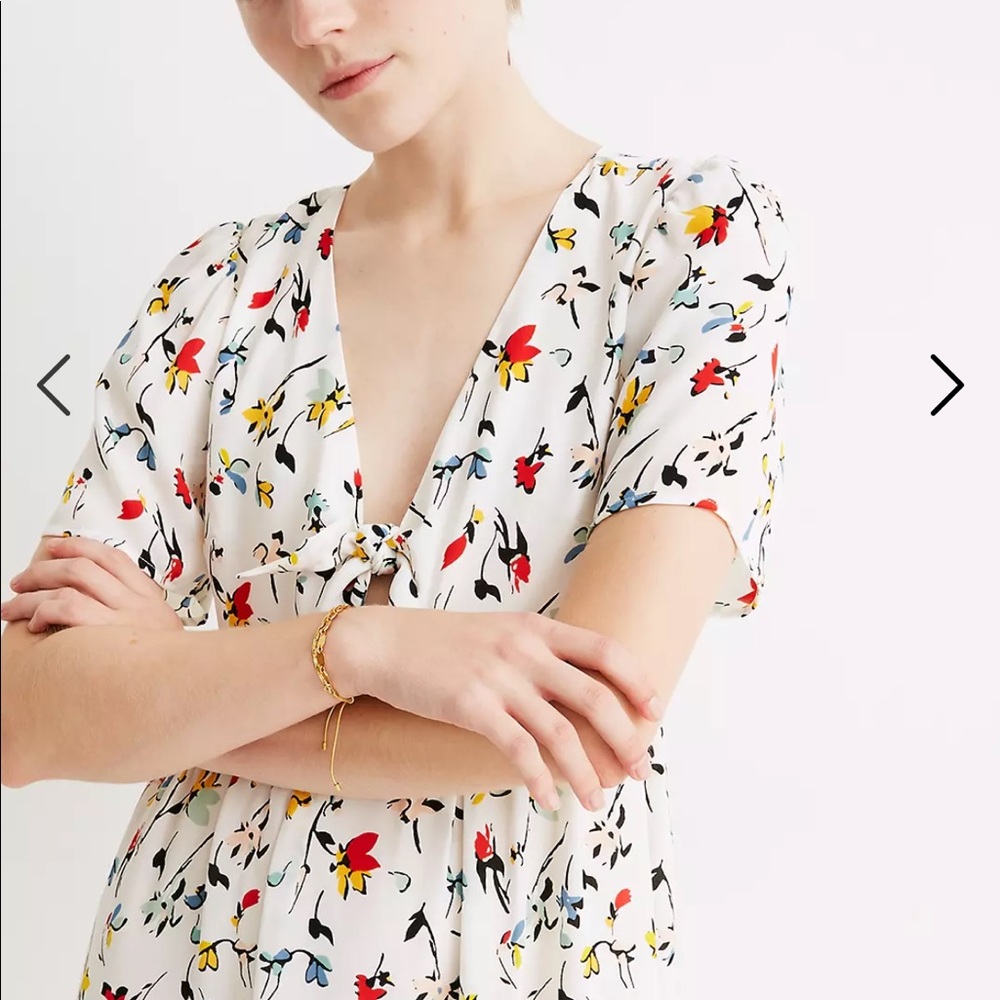 Madewell Tie-Front Mini Dress in Drifting Flowers